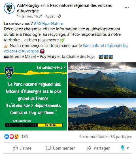 Post Facebook ASM - Le Saviez-vous ? (Agrandir l'image).